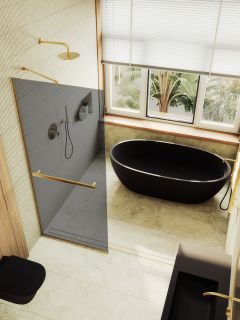 Душевая перегородка MaybahGlass MGD-729-3у 79см золото